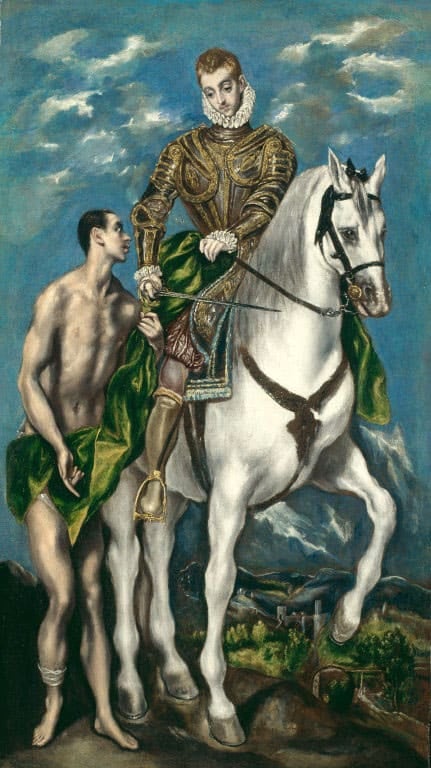« Saint Martin et le mendiant » du peintre maniériste grec El Greco est peut-être le tableau le plus célèbre de l'histoire (vers 1597-1599).