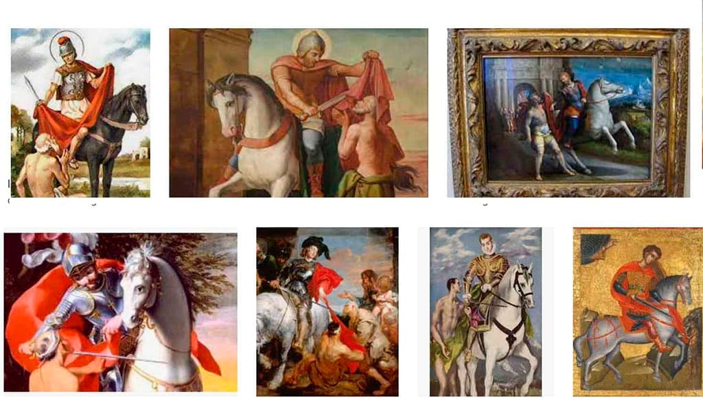 Diverses représentations de Saint Martin et du mendiant provenant d'une page de recherche Internet