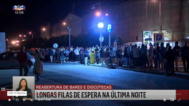 La réouverture des bars et discothèques du Portugal voit les files d’attente s’étendre sur des centaines de mètres
