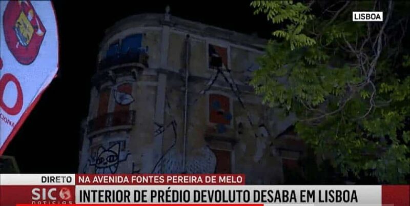 L’intérieur d’un bâtiment abandonné à Lisbonne s’effondre